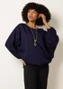 Blue Vanilla Navy Round Neck Elasticated Hem And Sleeve Top - One Size Image 1