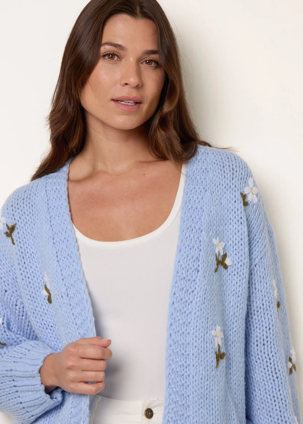 Blue Vanilla Blue Flower Embroidery Detailed Cardigan - Medium/Large Image 1