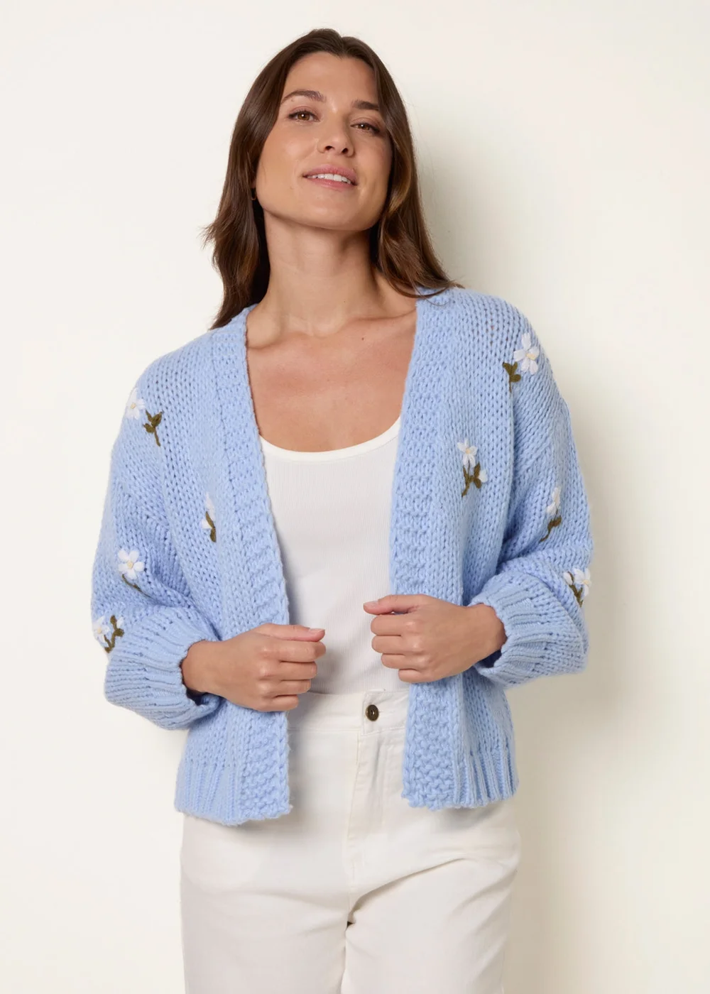 Blue Vanilla Blue Flower Embroidery Detailed Cardigan - Medium/Large Image 2
