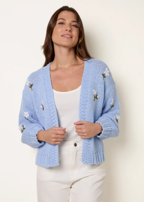 Blue Vanilla Blue Flower Embroidery Detailed Cardigan - Medium/Large Image 2