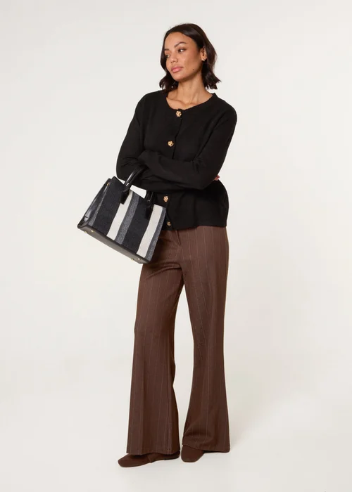 Blue Vanilla Black Gold Flower Buttons Cardigan - Size 10-12 Image 2