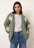 Blue Vanilla Green Daisy Large Flower Cardigan - Small/Medium Image 2