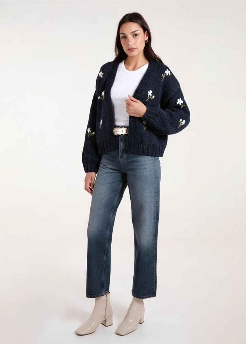 Blue Vanilla Navy Flower Embroidery Detailed Cardigan - M/L Image 2