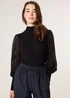 Blue Vanilla Black Semi-Sheer Mesh Panel Long Sleeve Jumper - Small Image 1