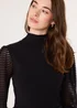 Blue Vanilla Black Semi-Sheer Mesh Panel Long Sleeve Jumper - Small Image 3