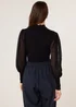 Blue Vanilla Black Semi-Sheer Mesh Panel Long Sleeve Jumper - Small Image 4