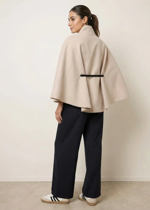 Blue Vanilla Stone Belted Cape Coat - One Size Image 3