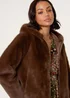 Blue Vanilla Brown Faux Fur Hooded Jacket - 14-16 Image 3
