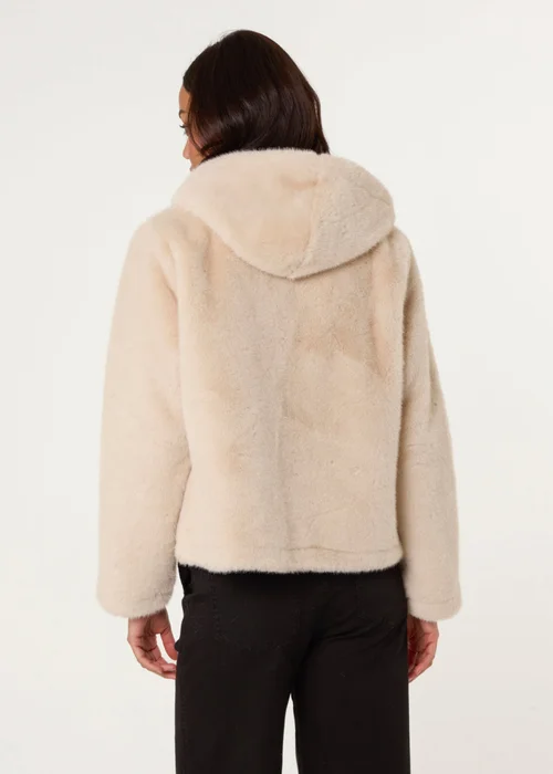Blue Vanilla Beige Faux Fur Hooded Jacket - 14-16 Image 4