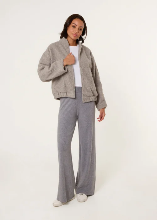 Blue Vanilla Grey Ribbed Wide Leg Trousers - 18-20 Image 2