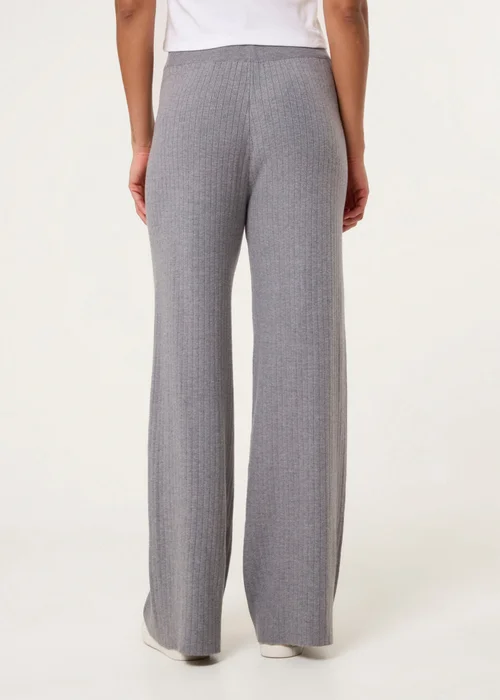 Blue Vanilla Grey Ribbed Wide Leg Trousers - 18-20 Image 4
