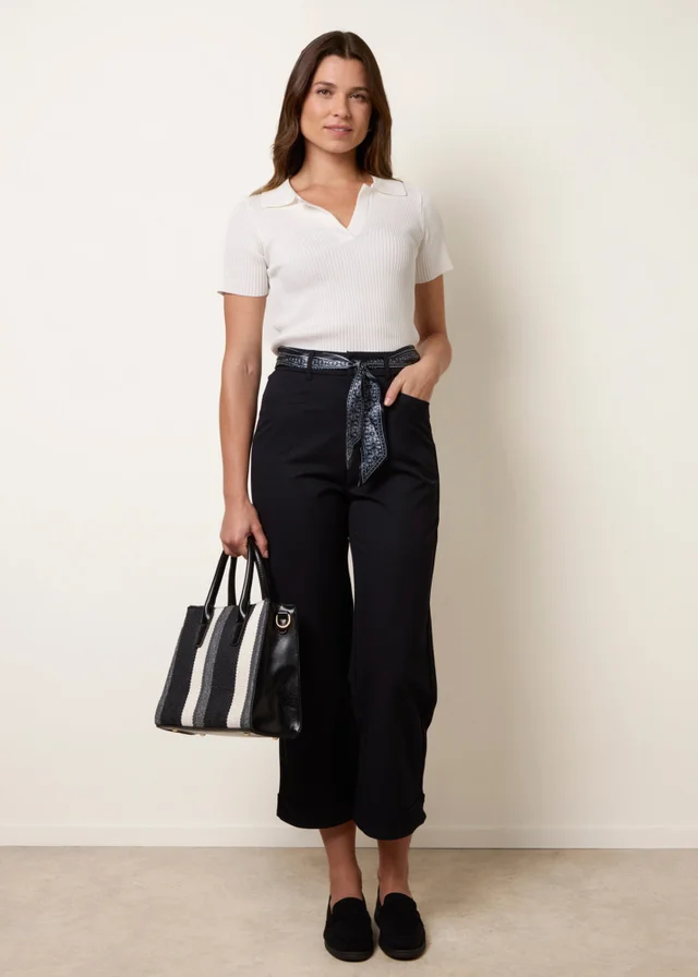 Blue Vanilla Navy Scarf Belt Trousers