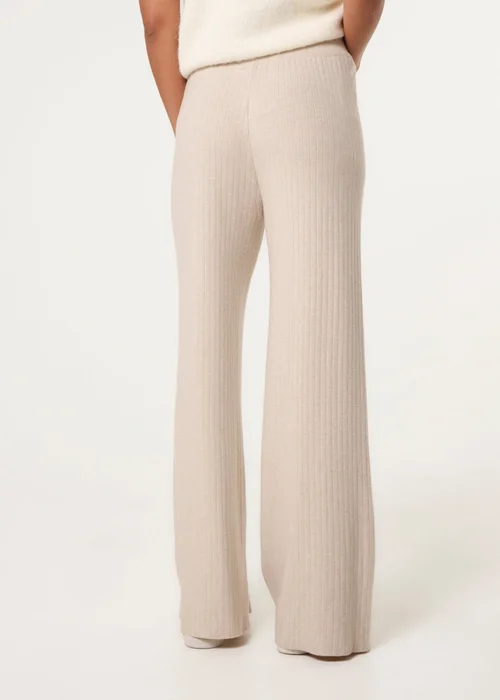 Blue Vanilla Beige Ribbed Wide Leg Trousers - 14-16 Image 4