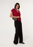 Blue Vanilla Black Ribbed Wide Leg Trousers - Size 14-16 Image 1
