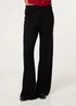 Blue Vanilla Black Ribbed Wide Leg Trousers - Size 14-16 Image 2