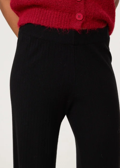 Blue Vanilla Black Ribbed Wide Leg Trousers - Size 14-16 Image 3