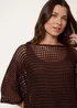 Blue Vanilla Brown Round Neck Net Top - Small/Medium Image 3