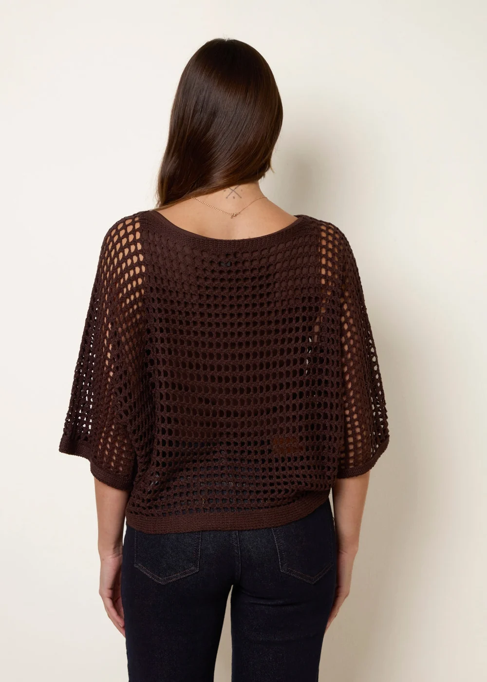Blue Vanilla Brown Round Neck Net Top - S/M Image 4