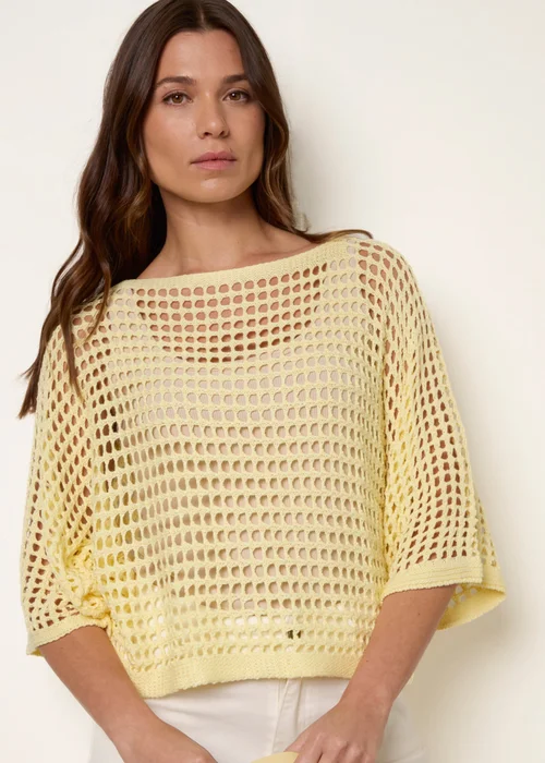 Blue Vanilla Yellow Round Neck Net Top - Medium/Large Image 3