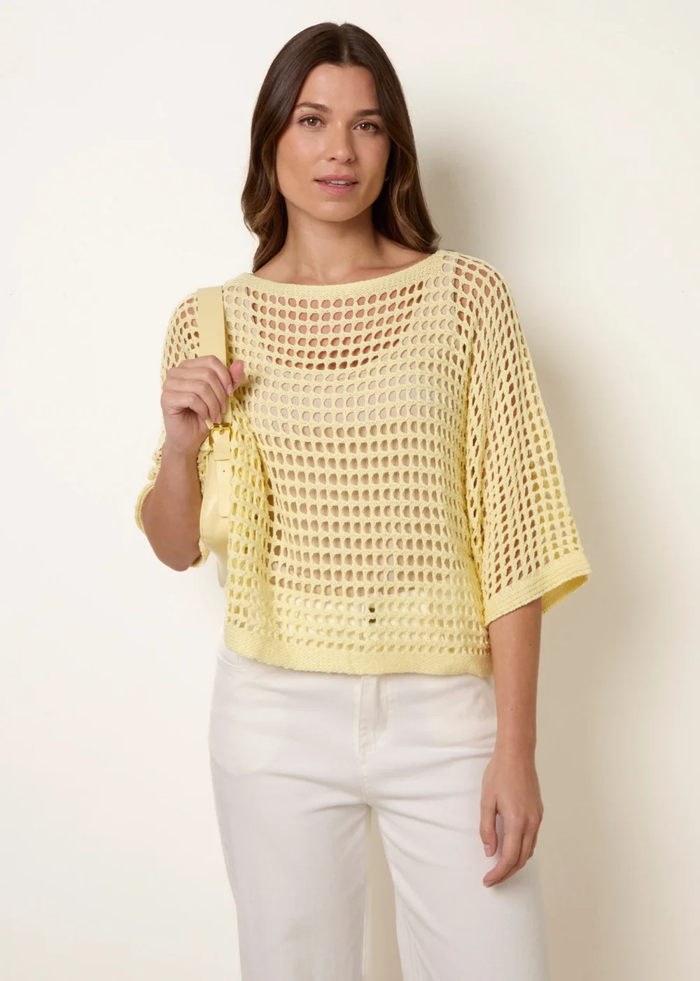Blue Vanilla Yellow Round Neck Net Top - Medium/Large Image 1