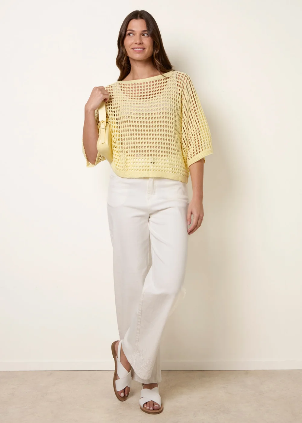 Blue Vanilla Yellow Round Neck Net Top - Medium/Large Image 2