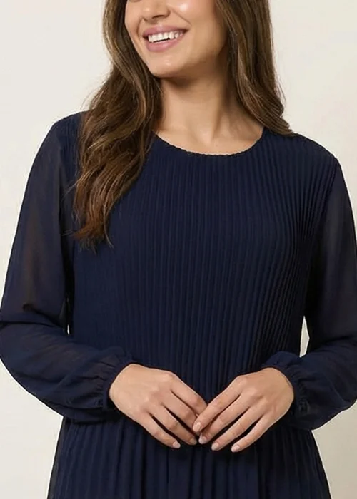 Blue Vanilla Navy Long Sleeve Pleated Top - Small/Medium Image 3