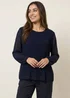 Blue Vanilla Navy Long Sleeve Pleated Top - Small/Medium Image 1
