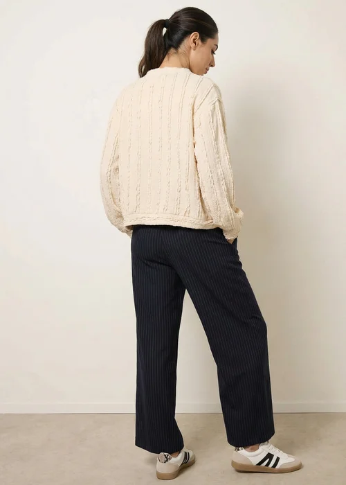 Blue Vanilla Beige Ruffle Detailed Sleeve Top - One Size Image 4