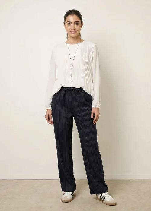 Blue Vanilla Ivory Long Sleeve Pleated Top - M/L Image 2