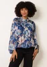 Blue Vanilla Navy Floral Metallic Puffball Top - Medium/Large Image 2