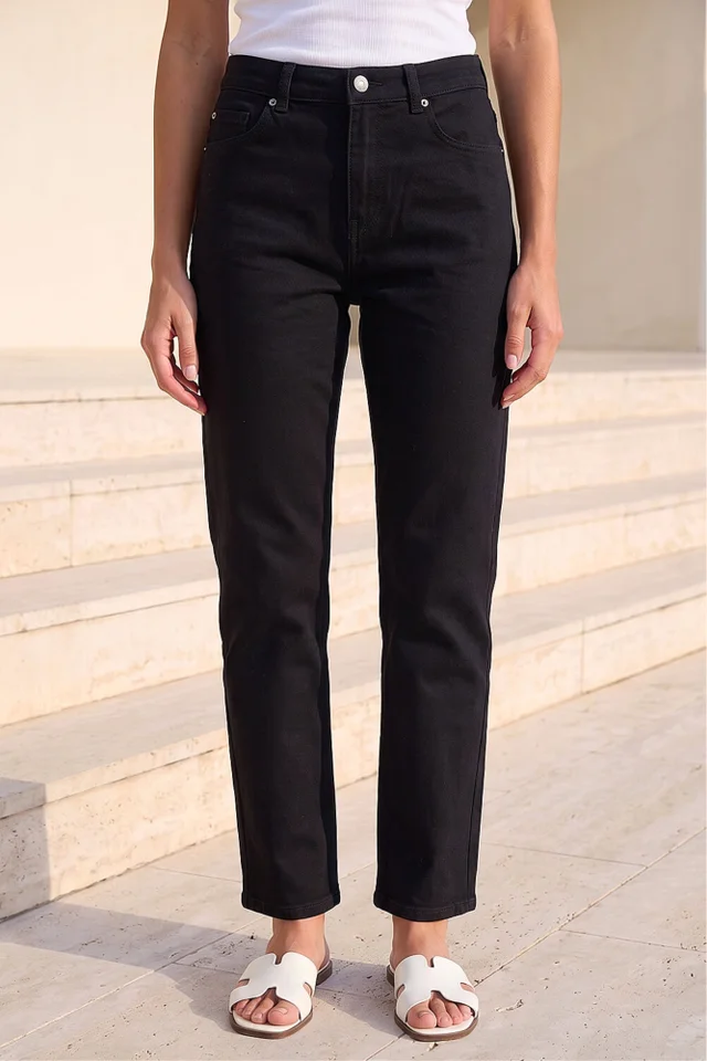 Roman Black Petite Stretch Straight Leg Jeans
