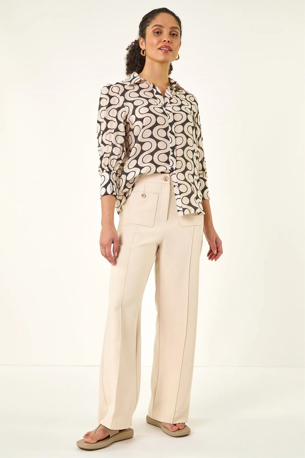 Roman Cream Pocket Button Smart Trousers - 18 Image 1