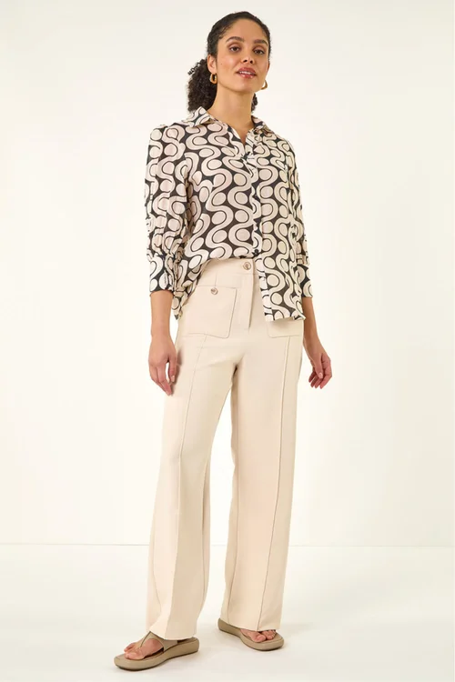 Roman Cream Pocket Button Smart Trousers - 18 Image 1
