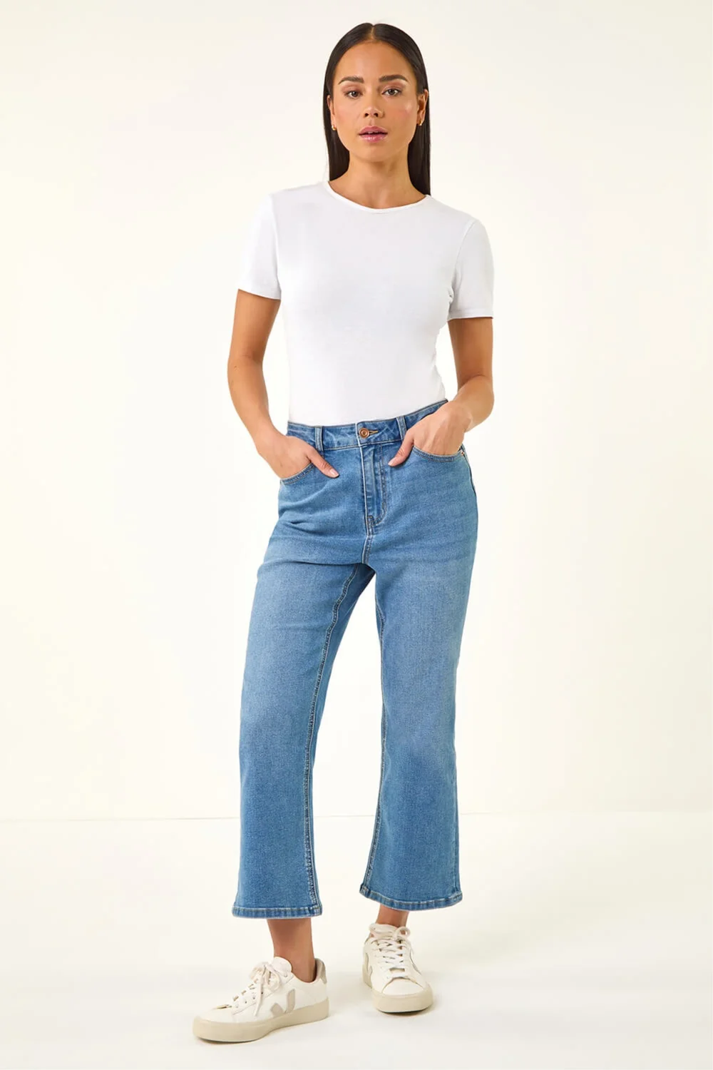 Roman Denim Petite Bootcut Cropped Jeans - Size 8 Image 1