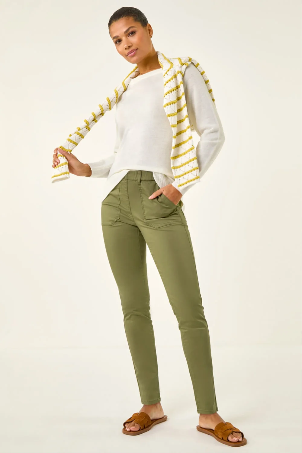 Roman Khaki Utility Stretch Jegging Trouser - Size 16 Image 2