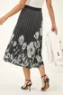 Roman Black Floral Print Pleated Midi Skirt - 14 Image 4