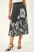 Roman Black Floral Print Pleated Midi Skirt - 14 Image 1