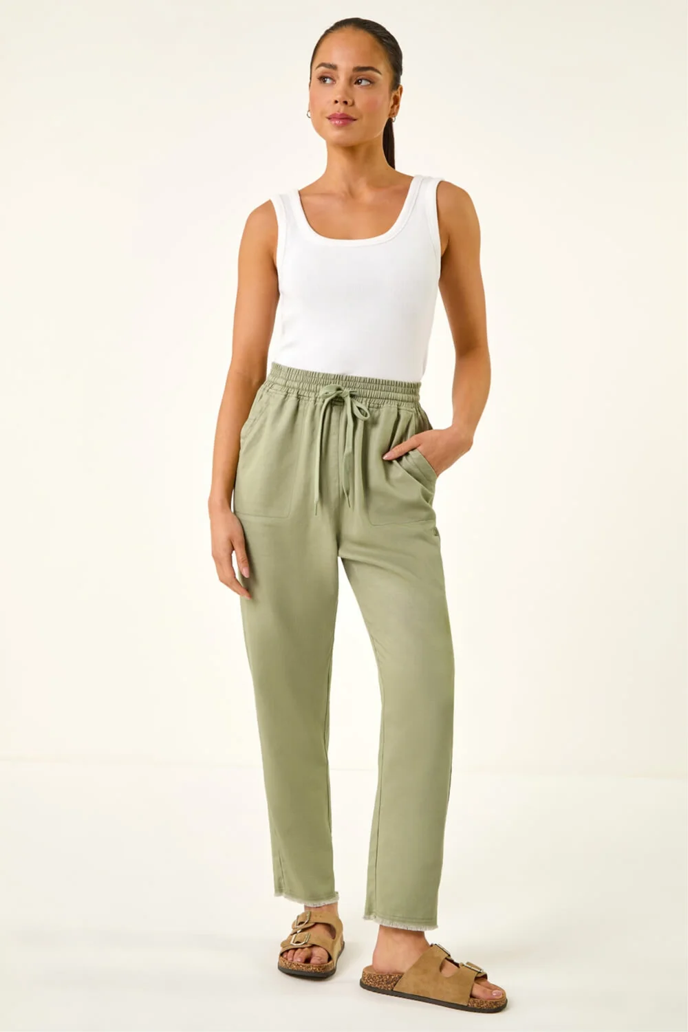 Roman Sage Petite Elasticated Waist Trouser - 14 Image 2