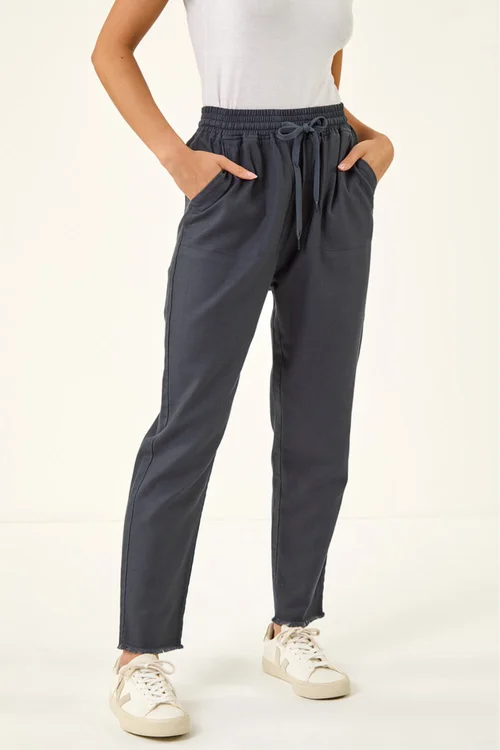 Roman Charcoal Petite Elasticated Waist Trouser - 14 Image 4