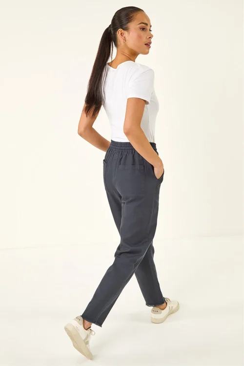 Roman Charcoal Petite Elasticated Waist Trouser - 14 Image 1
