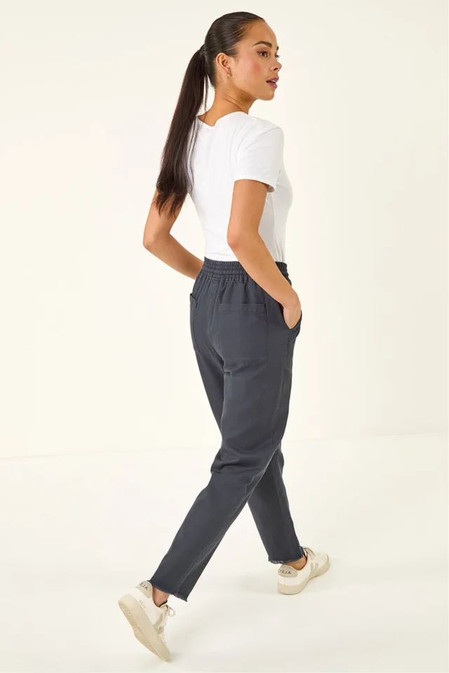 Roman Charcoal Petite Elasticated Waist Trouser
