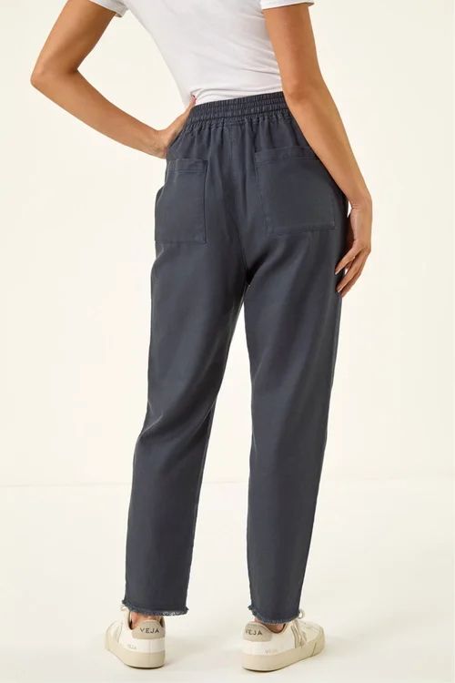 Roman Charcoal Petite Elasticated Waist Trouser - 14 Image 3