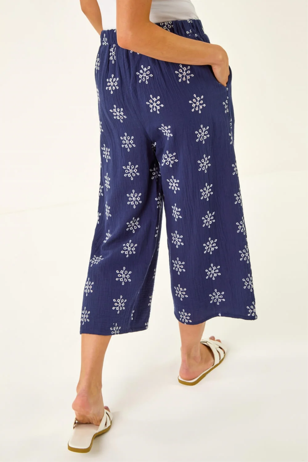 Roman Navy Petite Embroidered Cropped Trouser - Size 18 Image 2