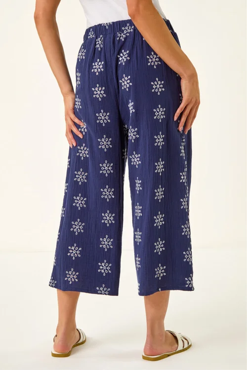 Roman Navy Petite Embroidered Cropped Trouser - Size 18 Image 4