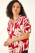 Roman Red Abstract Print Collared Shirt - 12 Image 2
