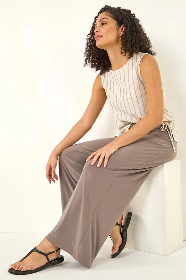 Roman Mink Wide Leg Stretch Trousers
