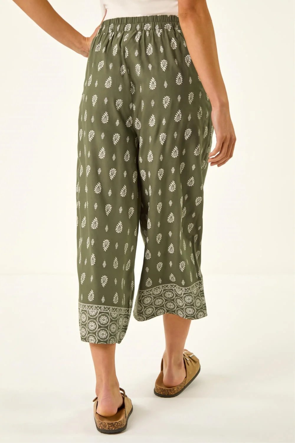 Roman Khaki Petite Aztec Border Cropped Trouser - Size 12 Image 3