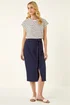 Roman Navy Textured Belted Pencil Skirt - 14 Image 3