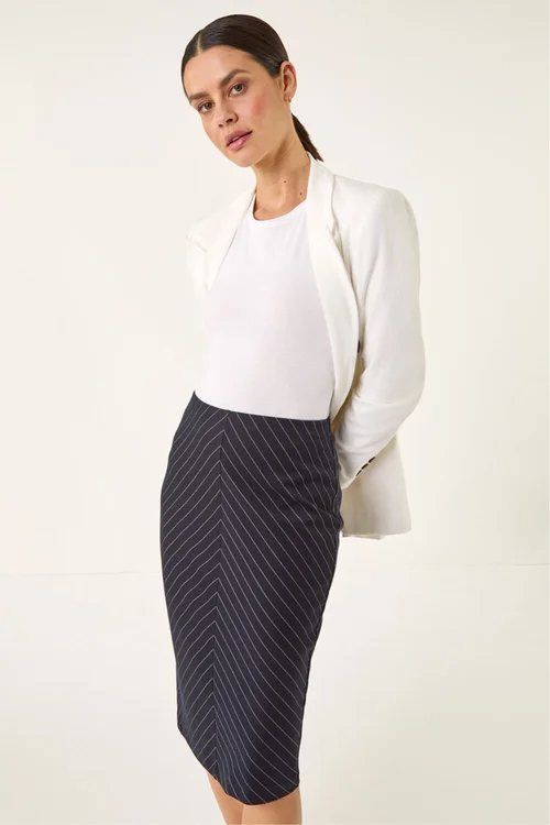 Roman Navy Chevron Pencil Skirt - 10 Image 2