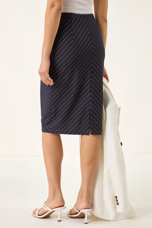 Roman Navy Chevron Pencil Skirt - 10 Image 3